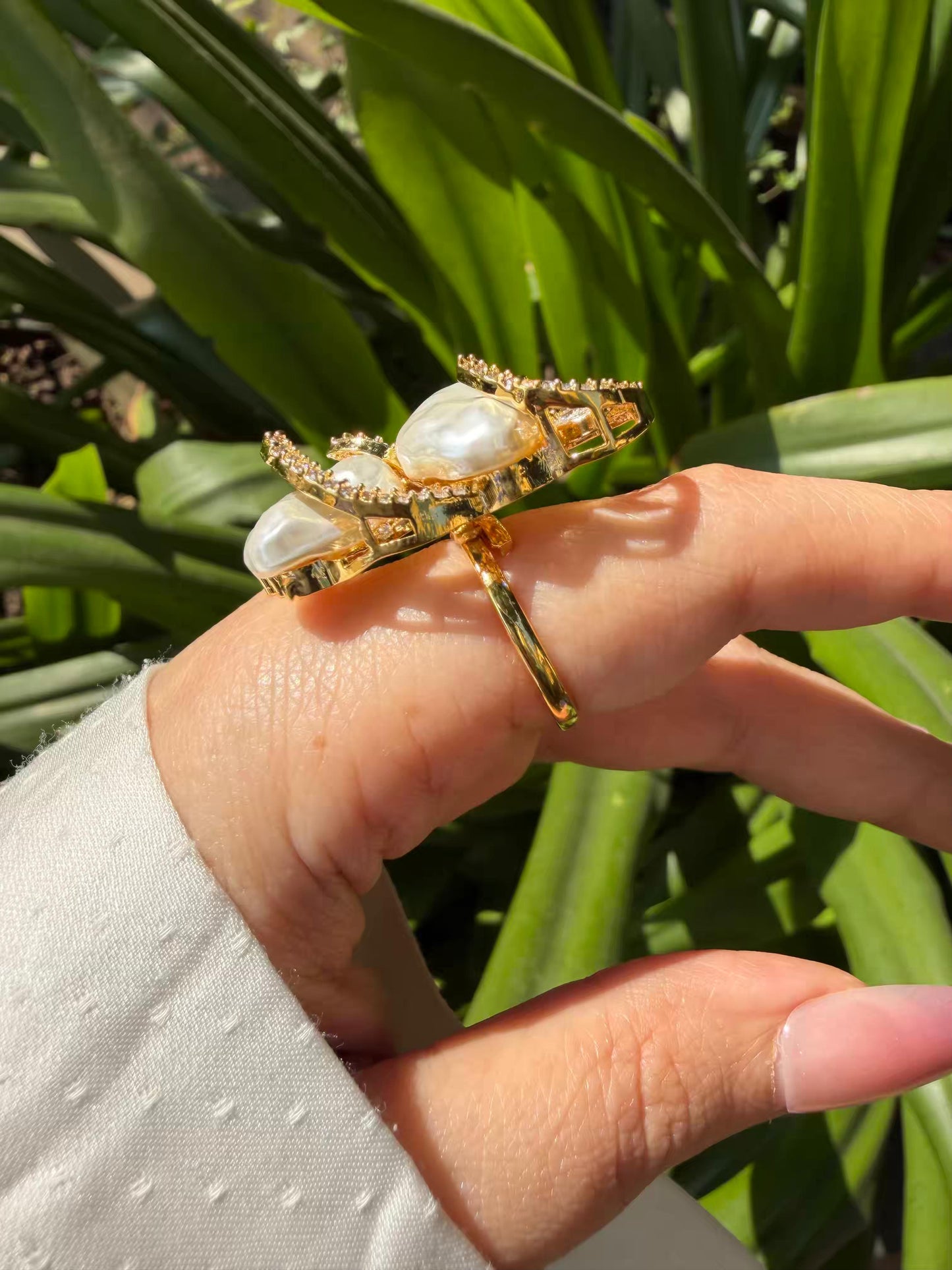 Ivory Pearl Statement Gold Plated Ring