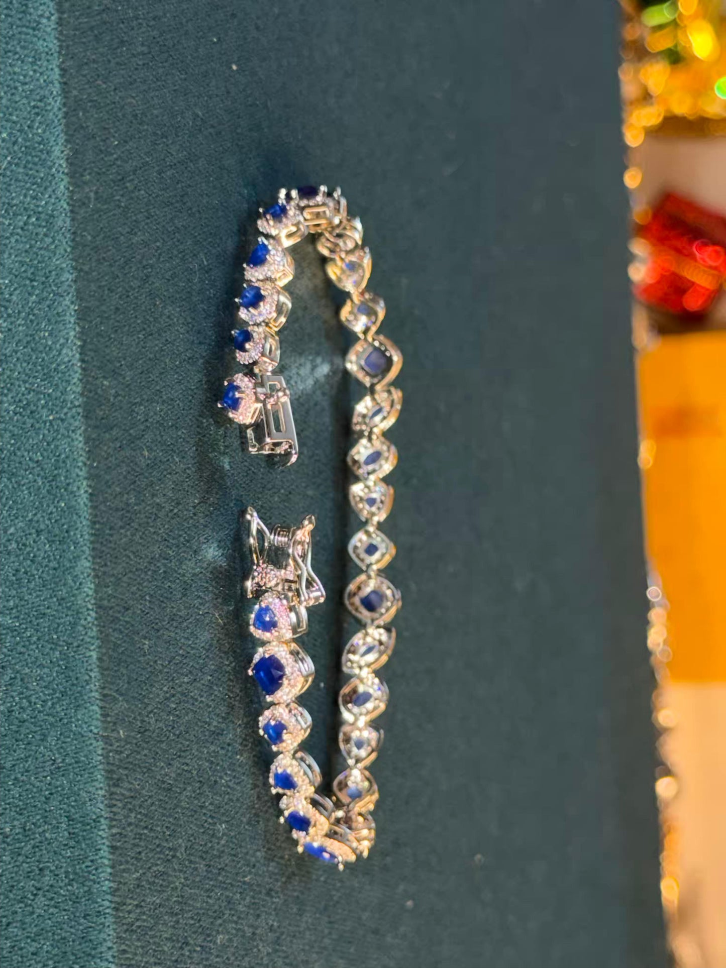 Blue Empress Halo Silver Plated Tennis Bracelet