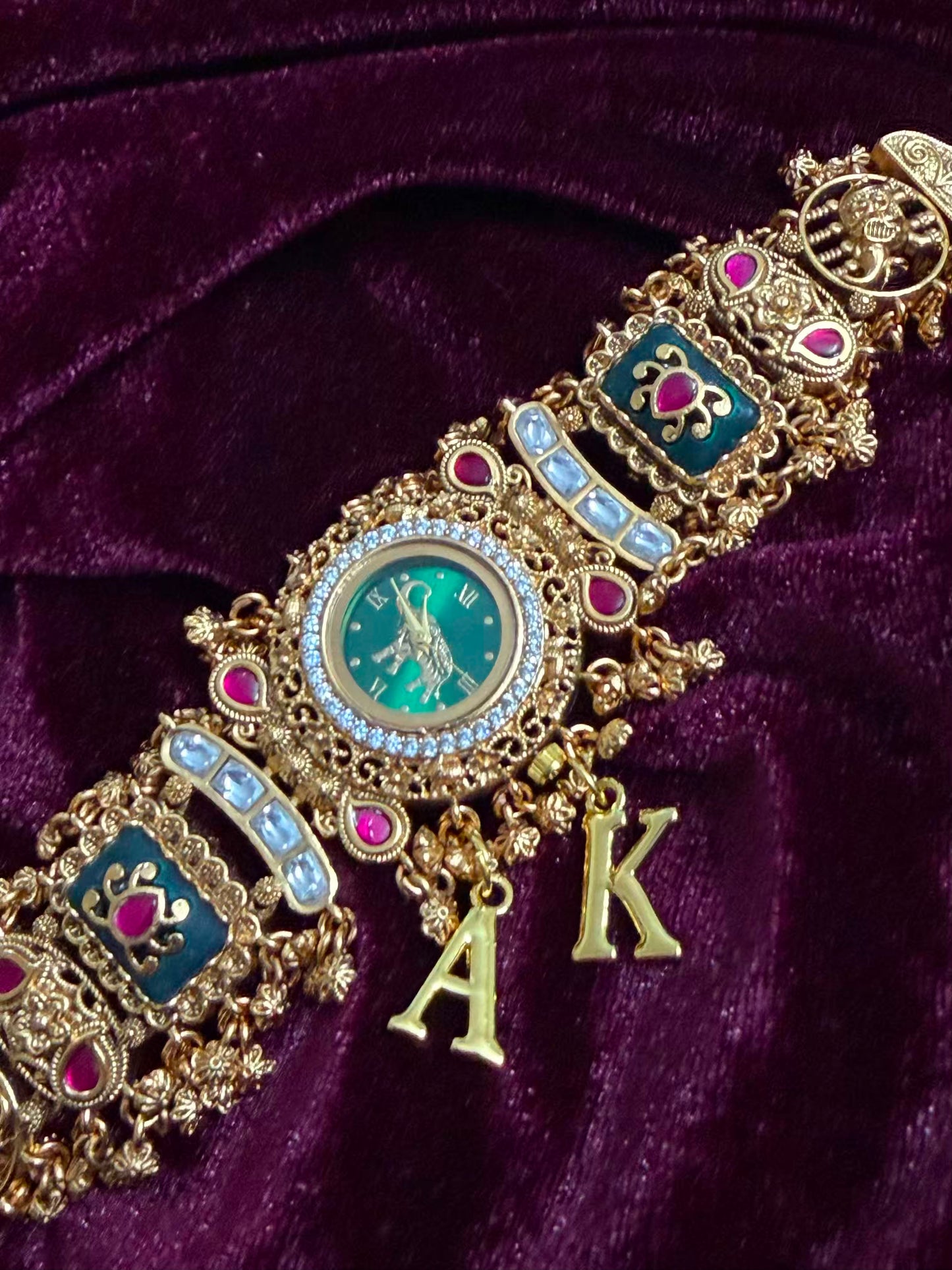 Rajmayura Heritage Watch Rakhi in Premium Swarovski (Free Initial)