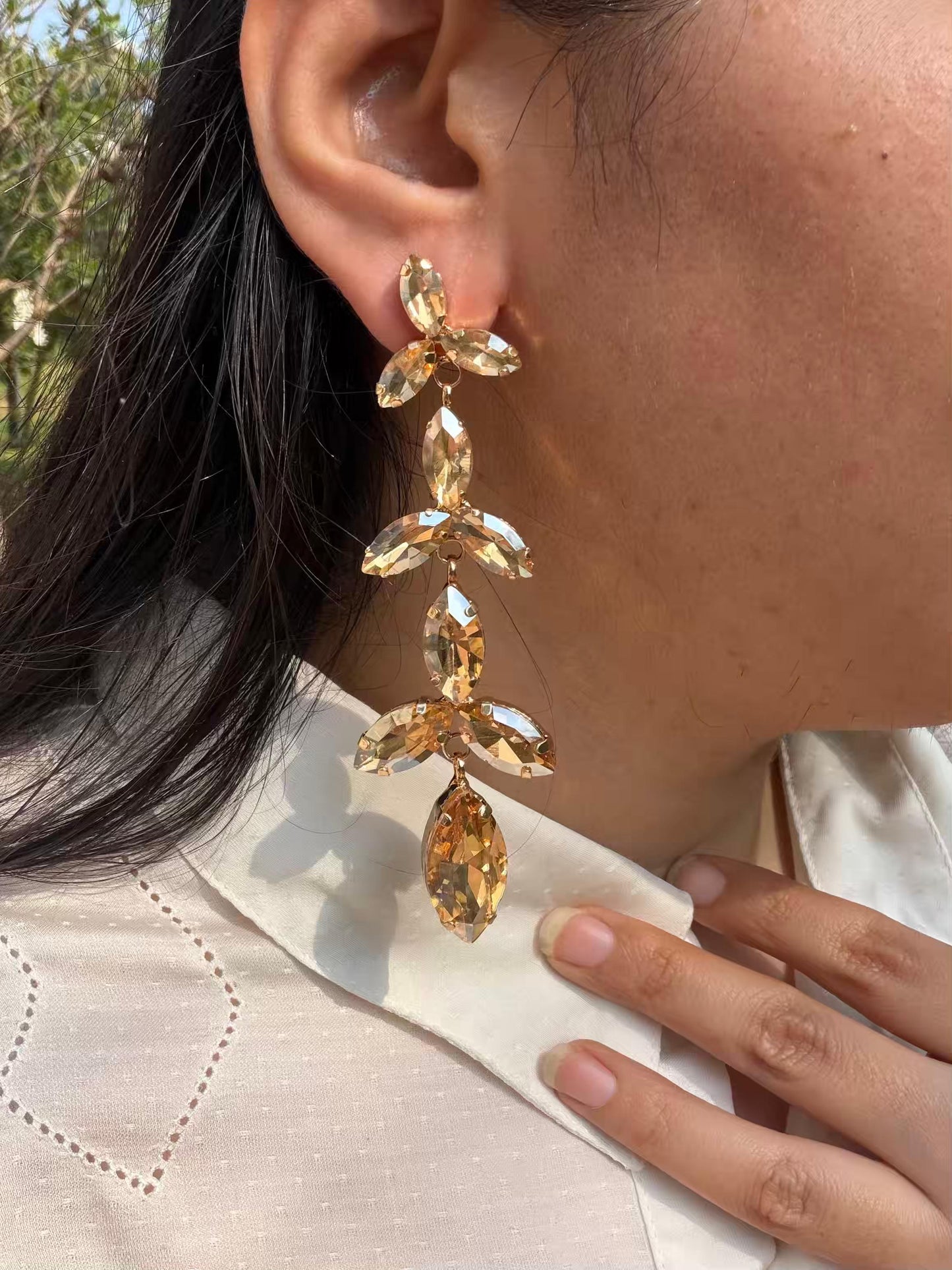 Leaf Style Golden Colour Gold Plated Earrings