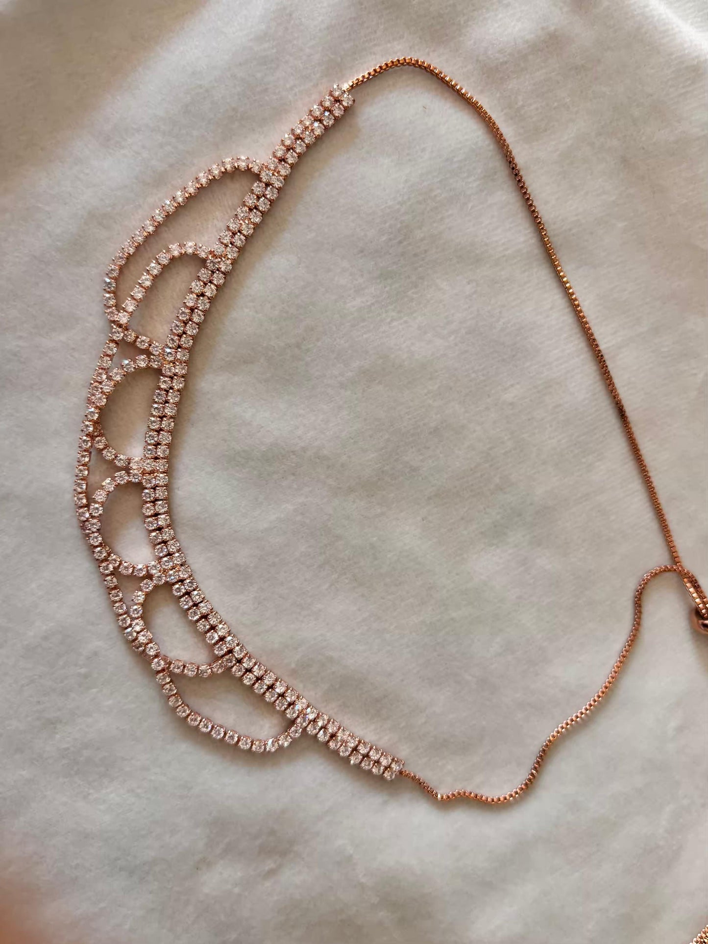 Choker Layered Tennis Necklace Rose Plated Premium Necklace