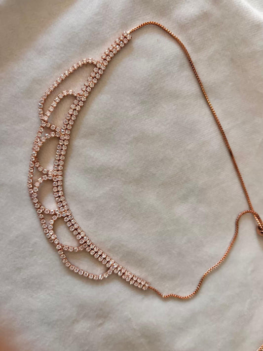 Choker Layered Tennis Necklace Rose Plated Premium Necklace