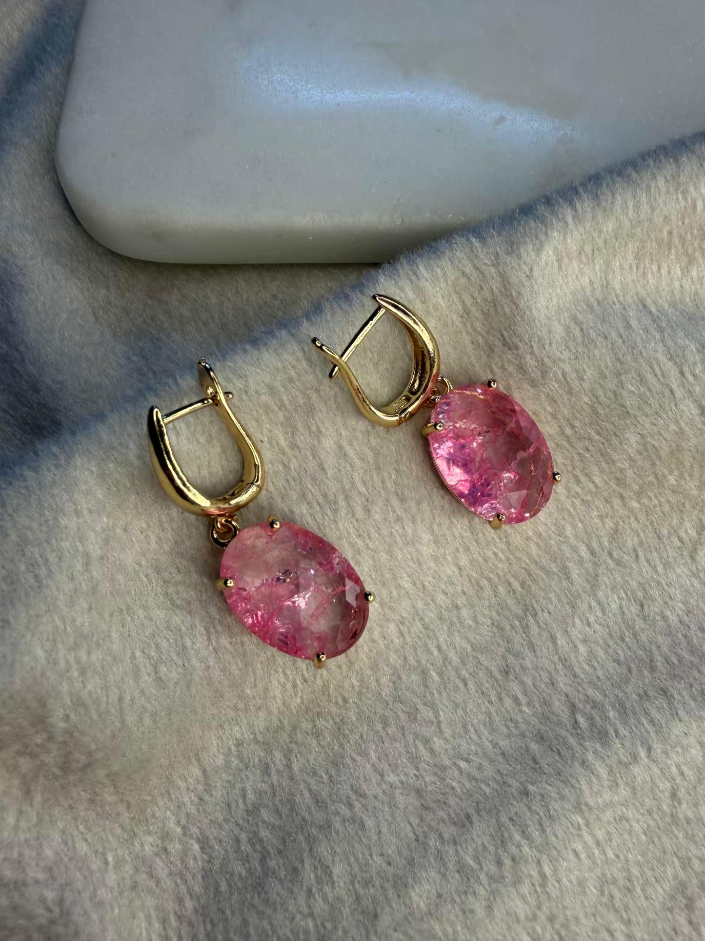 Blush Pink Stud Gold Plated Earrings