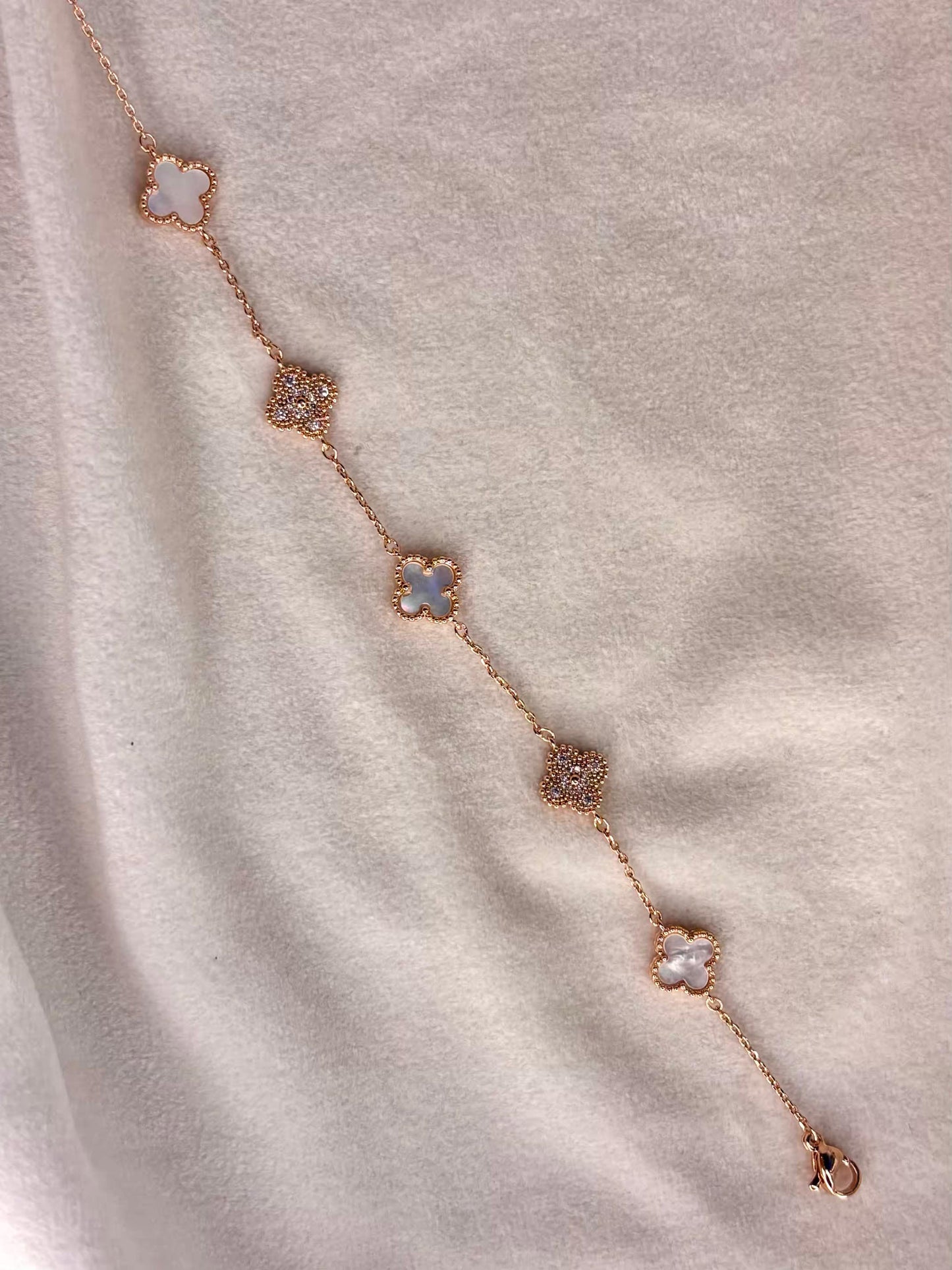 Twin Clovers Premium Rose Gold Plated Chain Bracelet