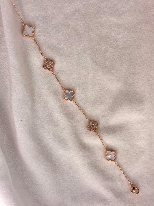 Twin Clovers Premium Rose Gold Plated Chain Bracelet