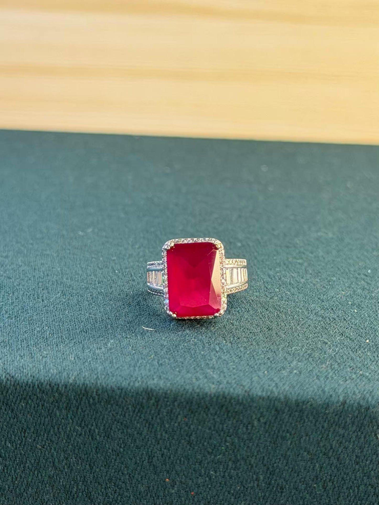 Ruby Pink Rhodium Silver Plated Adjustable