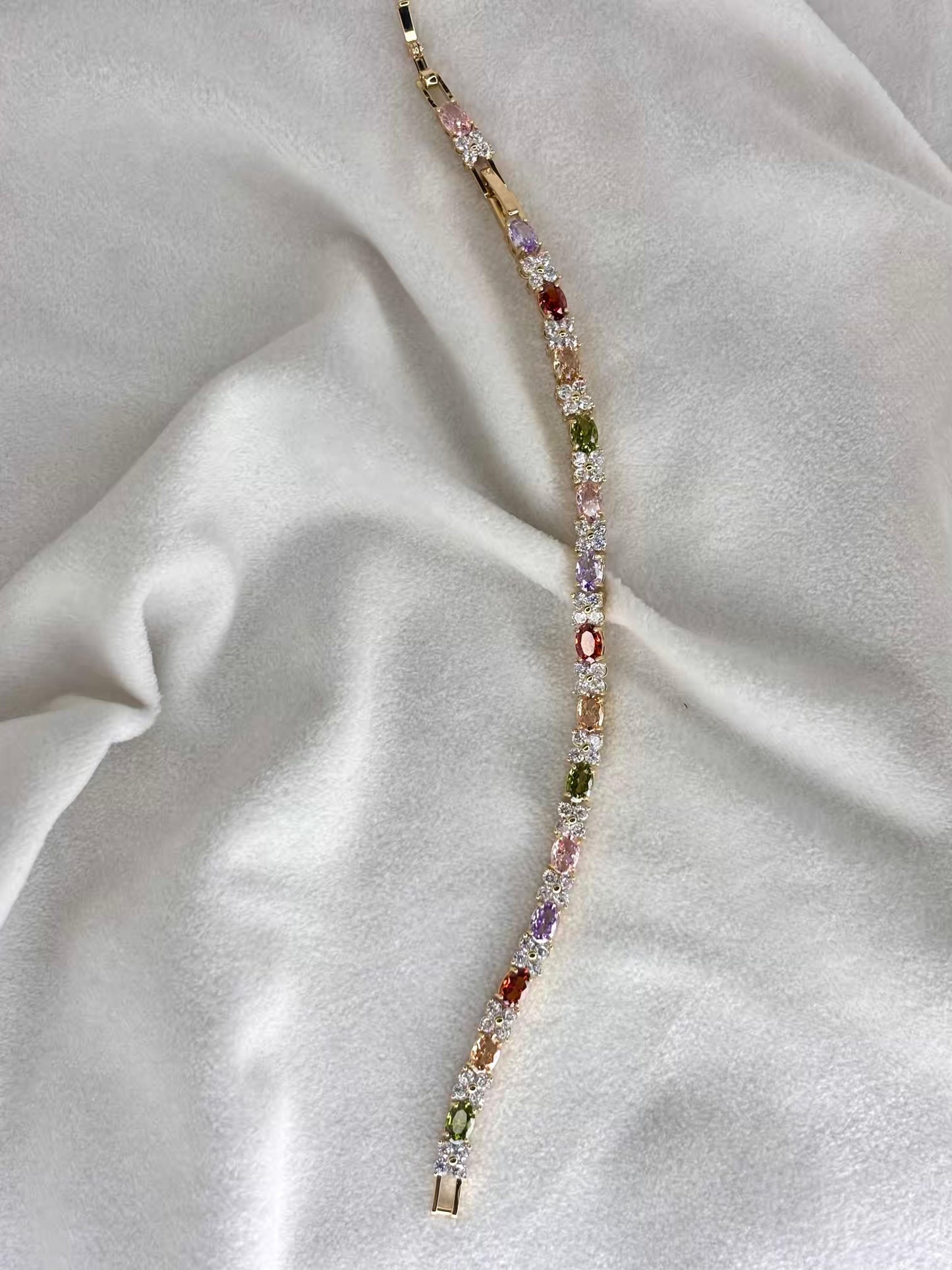 Princess Pastel Flora 18K Gold plated Tennis Bracelet