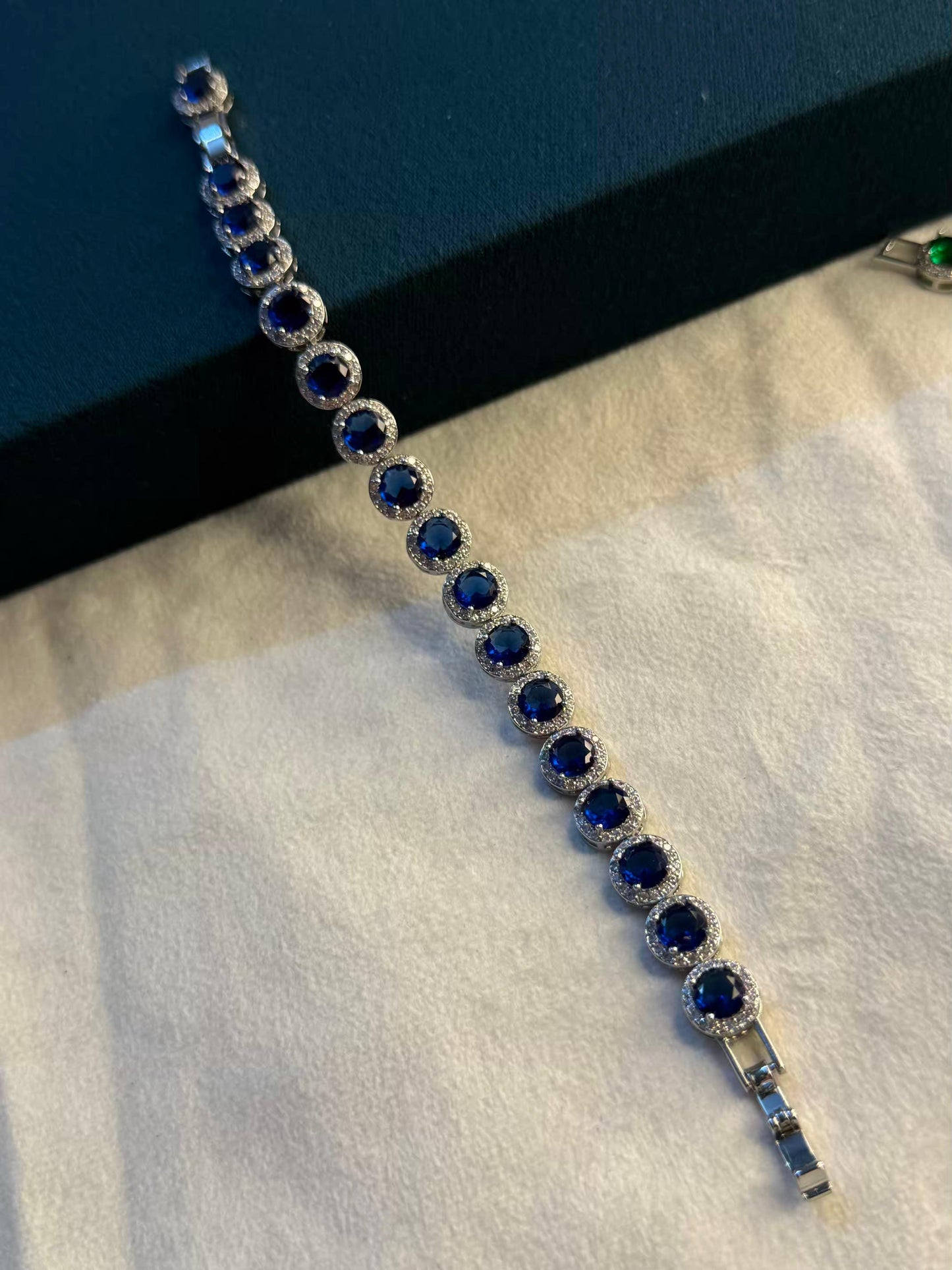 Jade Glow Oval Silver Plated Tennis Bracelet