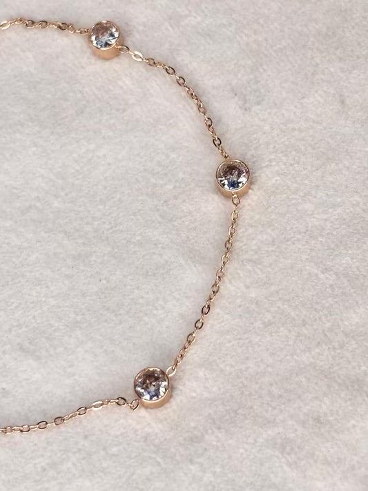 Minimal Round Studded 18K Gold Plated Premium Anklet Payal with Golden hooks