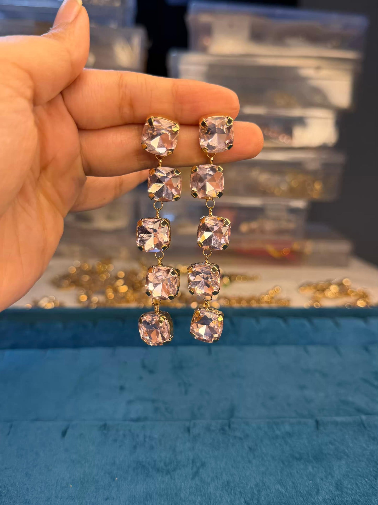 Classic White Diamond Gold Plated Earrings