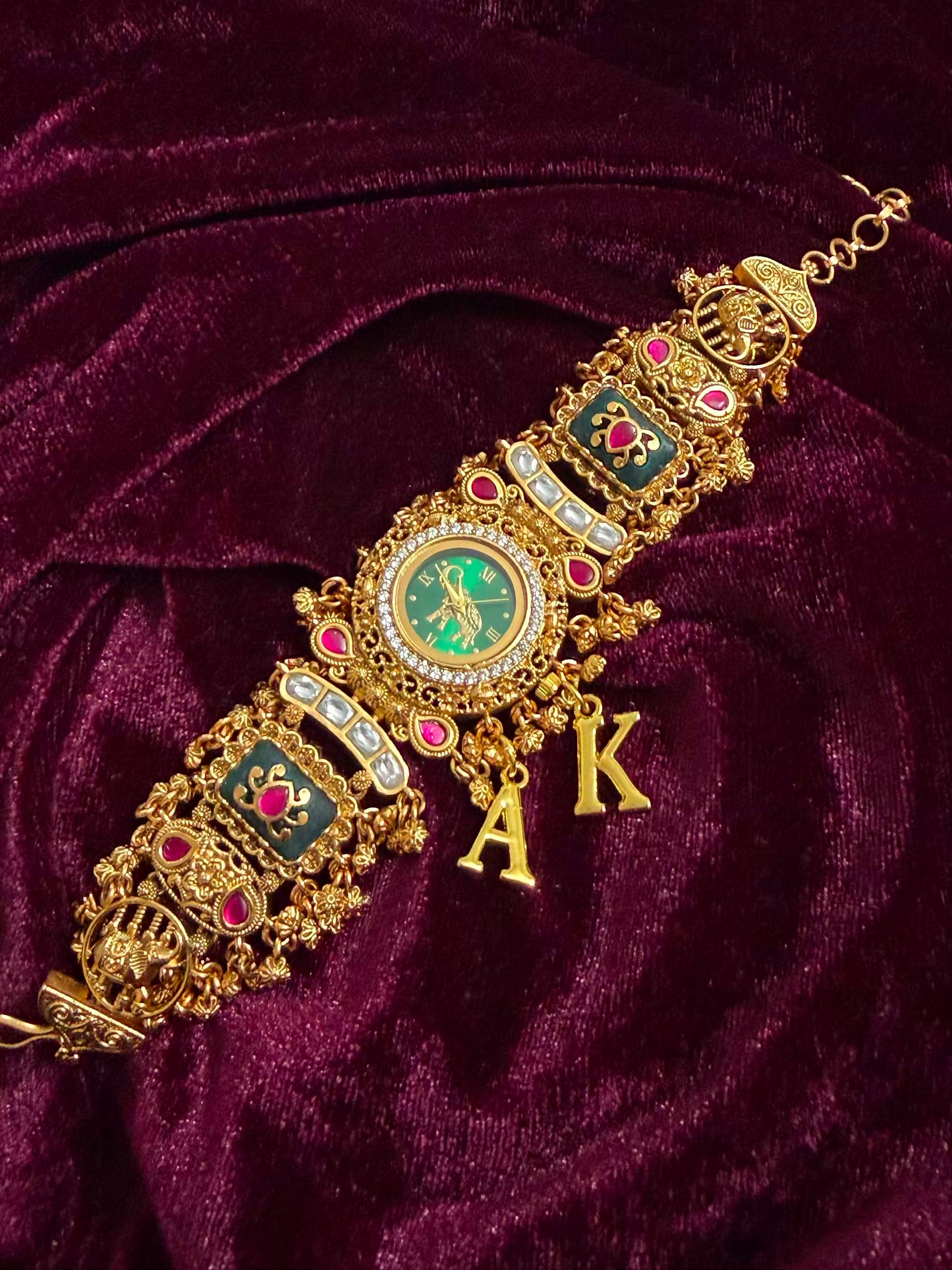 Rajmayura Heritage Watch Rakhi in Premium Swarovski (Free Initial)