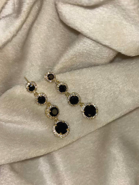 Black Stone Earrings 18K Gold Plated Premium Earrings