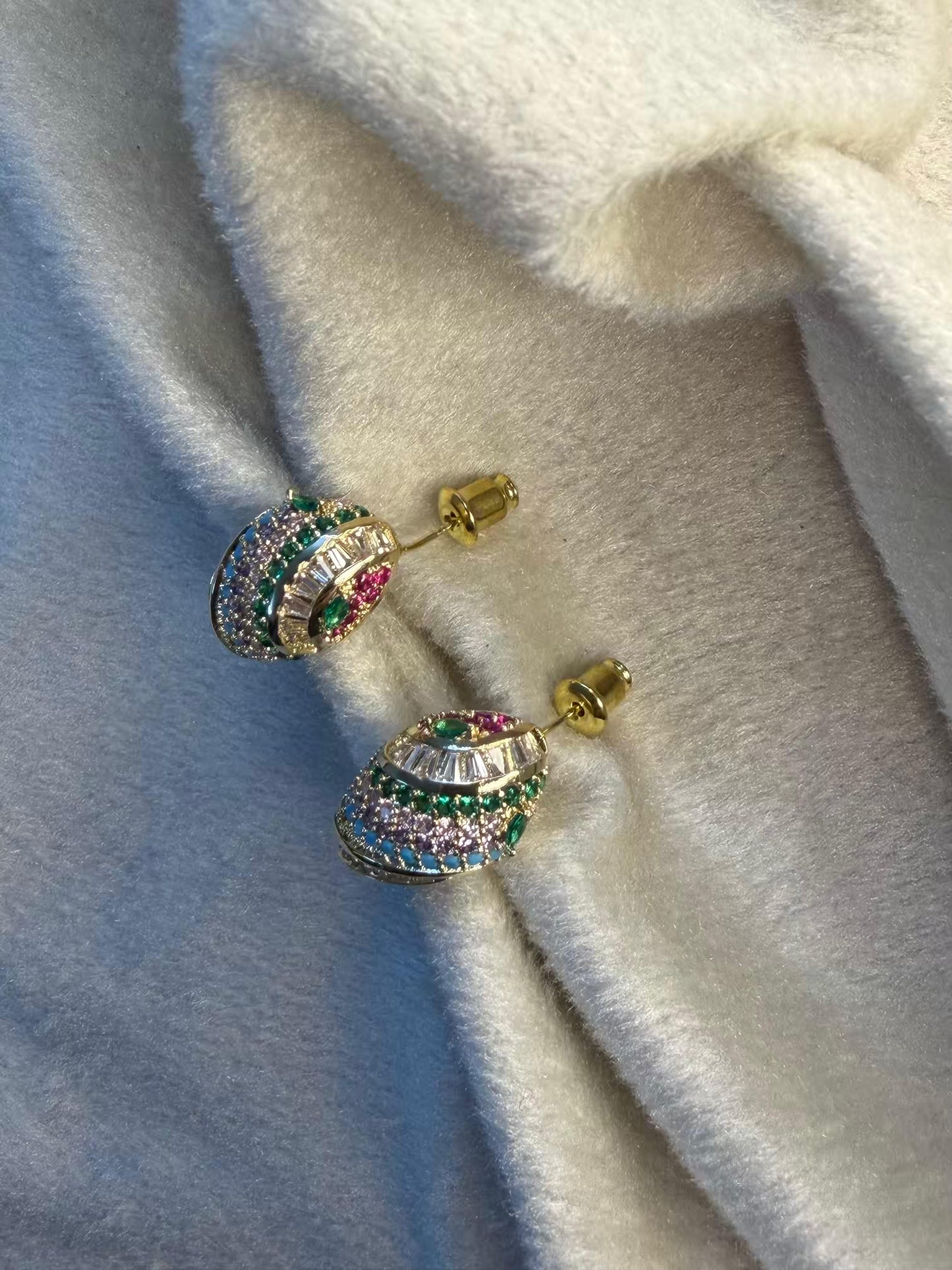 Serpentine Multicoloured Necklace, Bracelet, Earrings and Ring Full set Premium Gold Rhodium