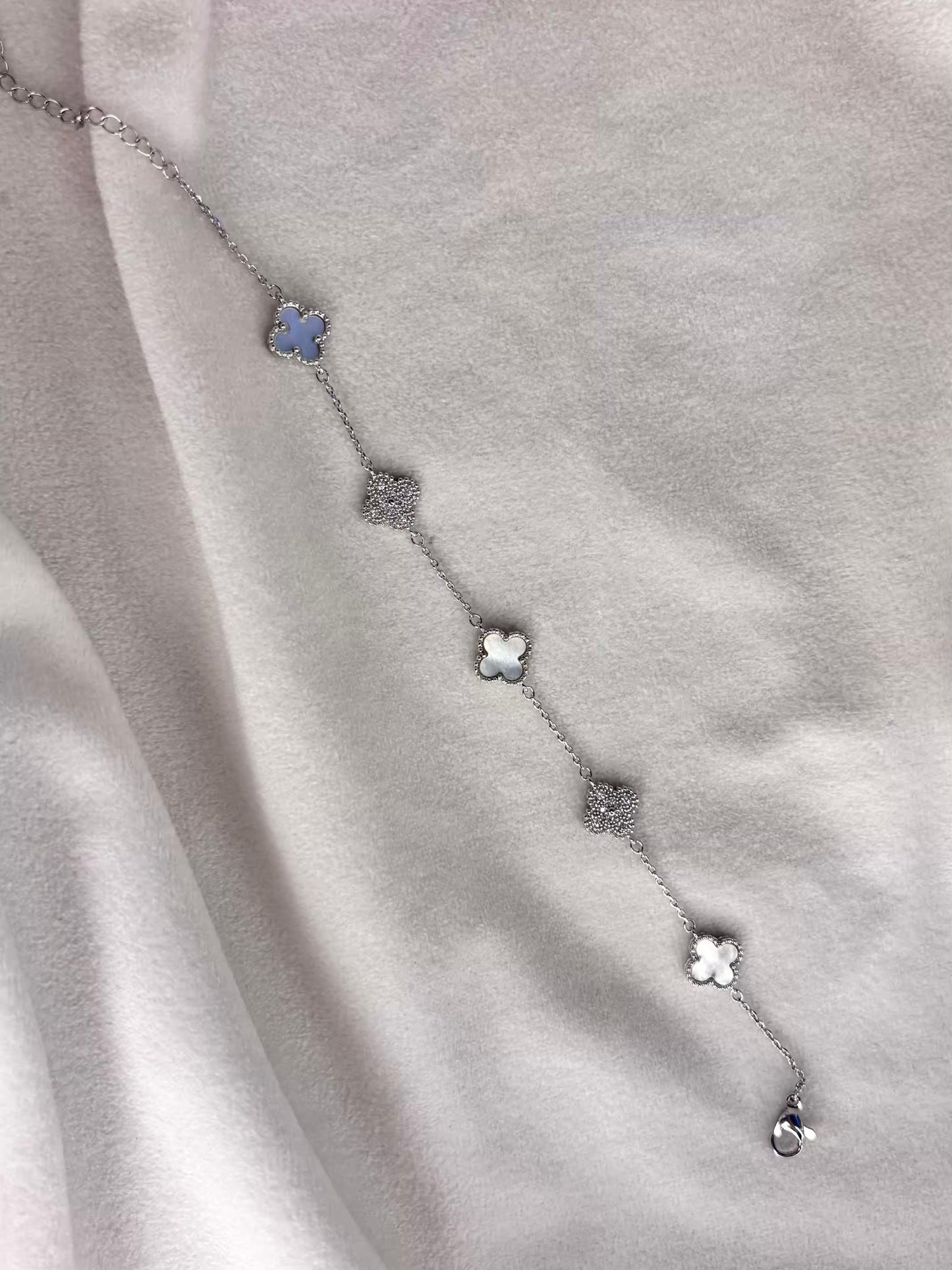 Twin Clovers Premium Silver Plated Chain Bracelet