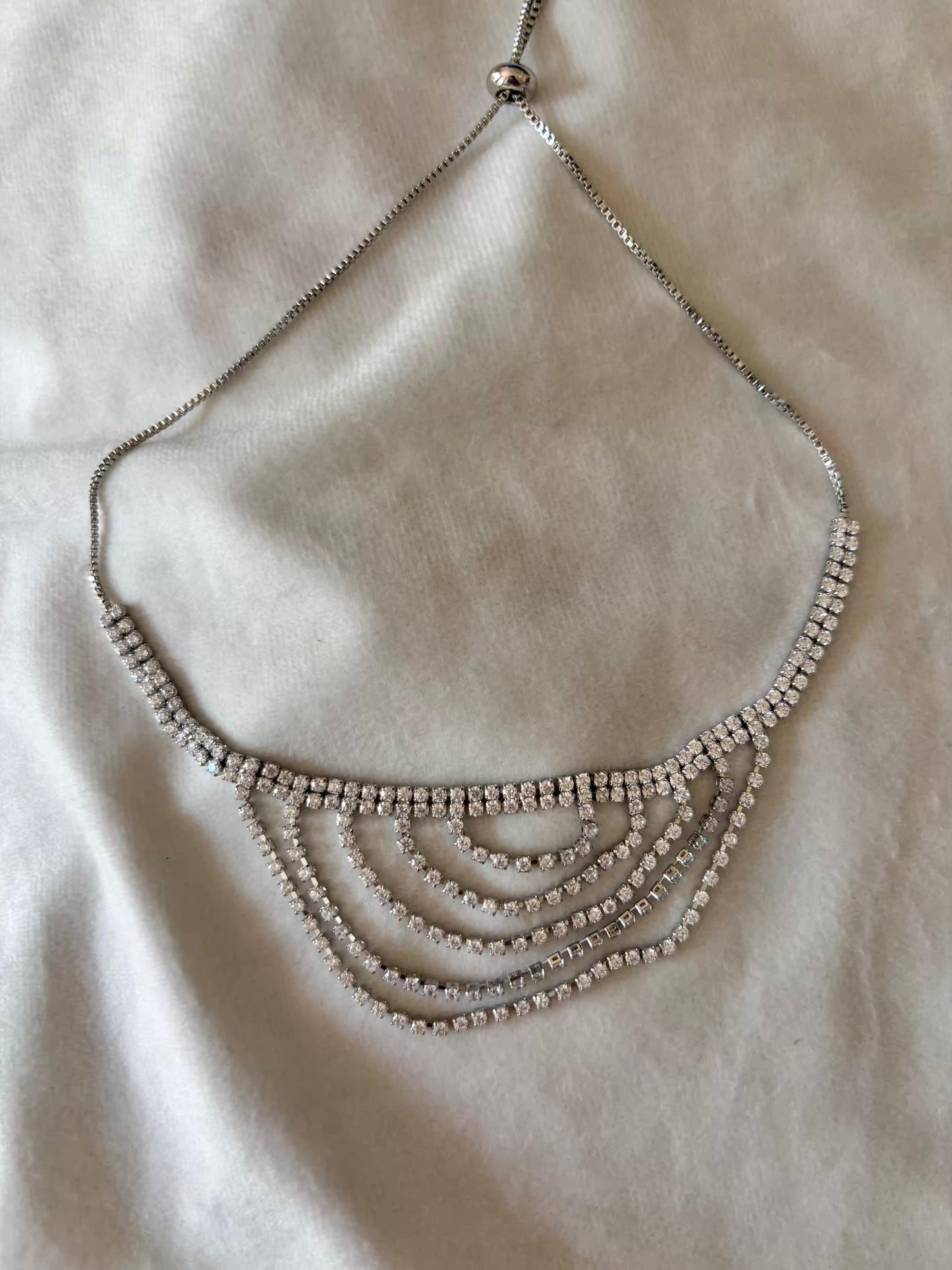 Choker Layered Tennis Necklace Silver Plated Premium Necklace