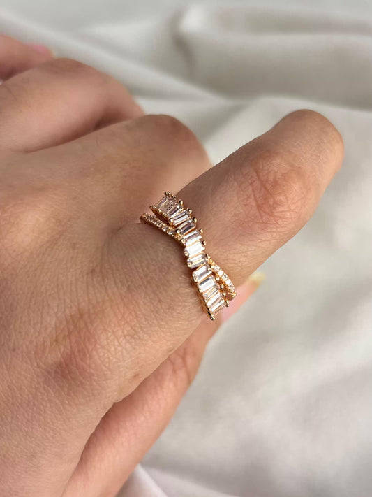 Criss Cross Ring Rose Gold Plated Adjustable Ring
