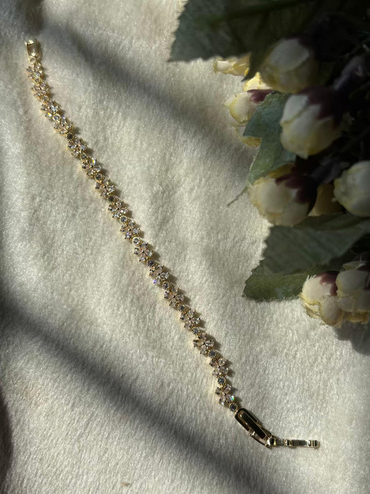 Intricate Flora Premium 18K Gold Plated Tennis Bracelet