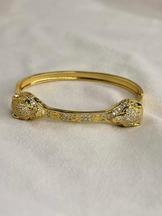 Axis Panther Heads Premium Kada Bangle 18K Gold Plated Bangle
