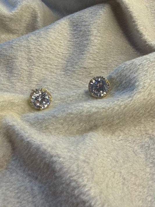 Classic Diamond-Look Studs Gold Plated Earrings