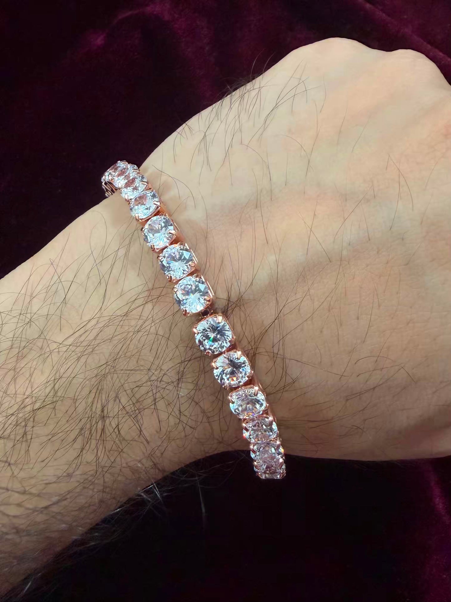 Rose Gold Solitaire Tennis Men  Rakhi Bracelet