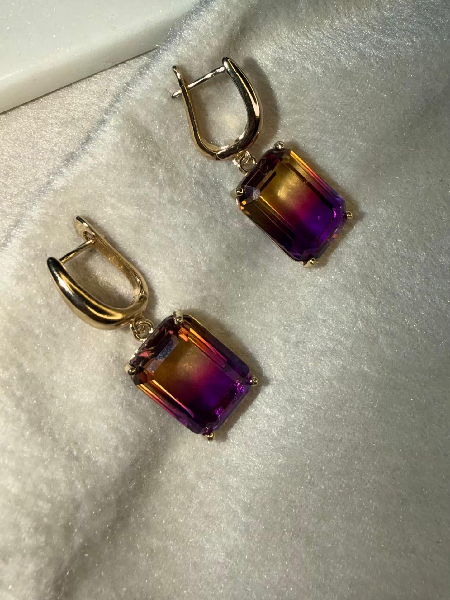 Sunset Ametrine Stud Gold Plated Earrings