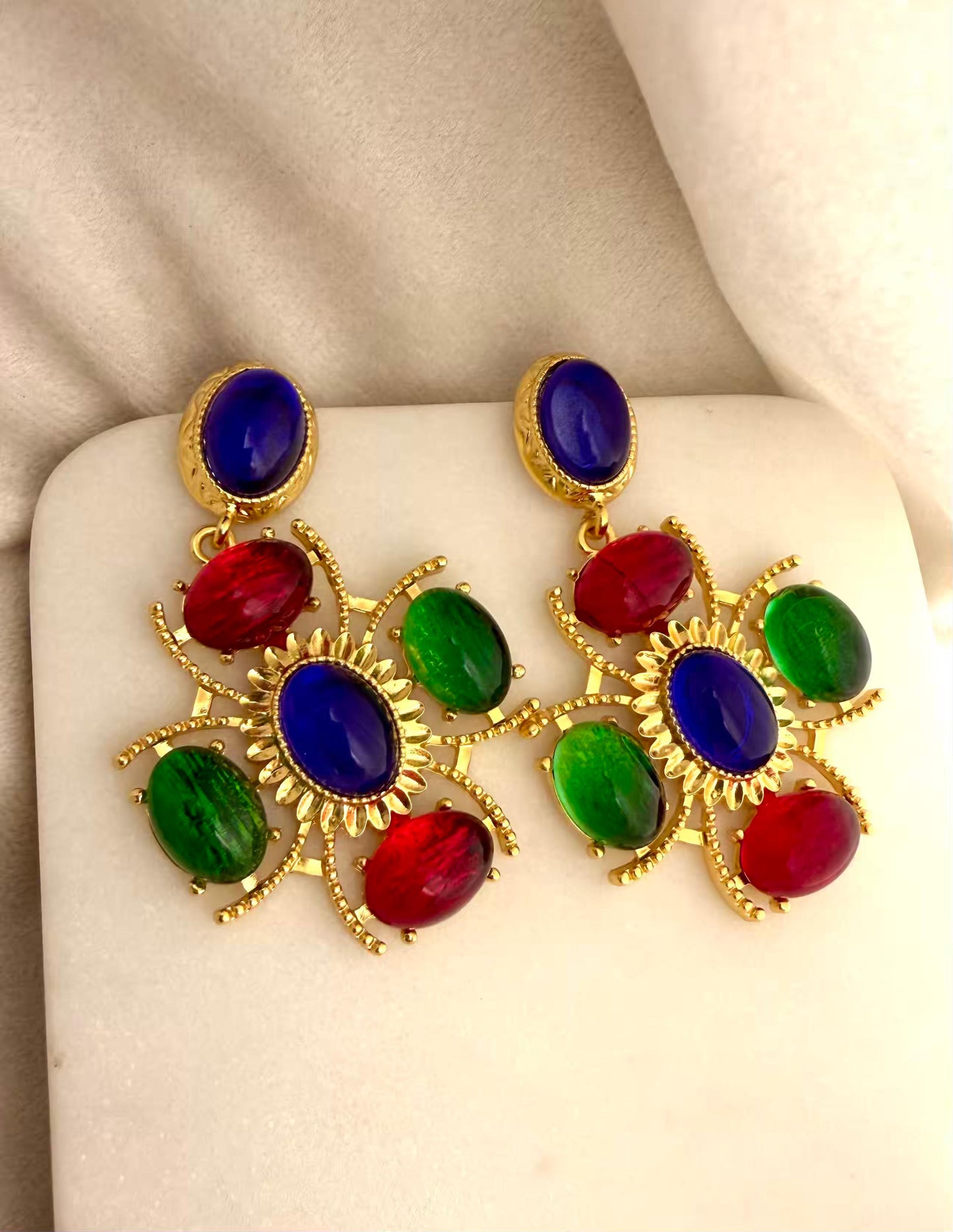 Flora Multicolour Gold Plated Earrings