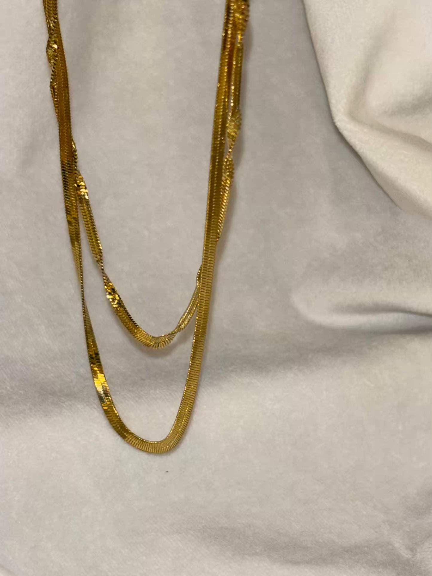 Two Layered Snake Chain Necklace 18K Gold Plated Premium Necklace