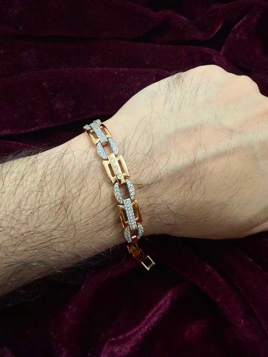 Men's Royal Rose Gold CZ Rakhi Bracelet