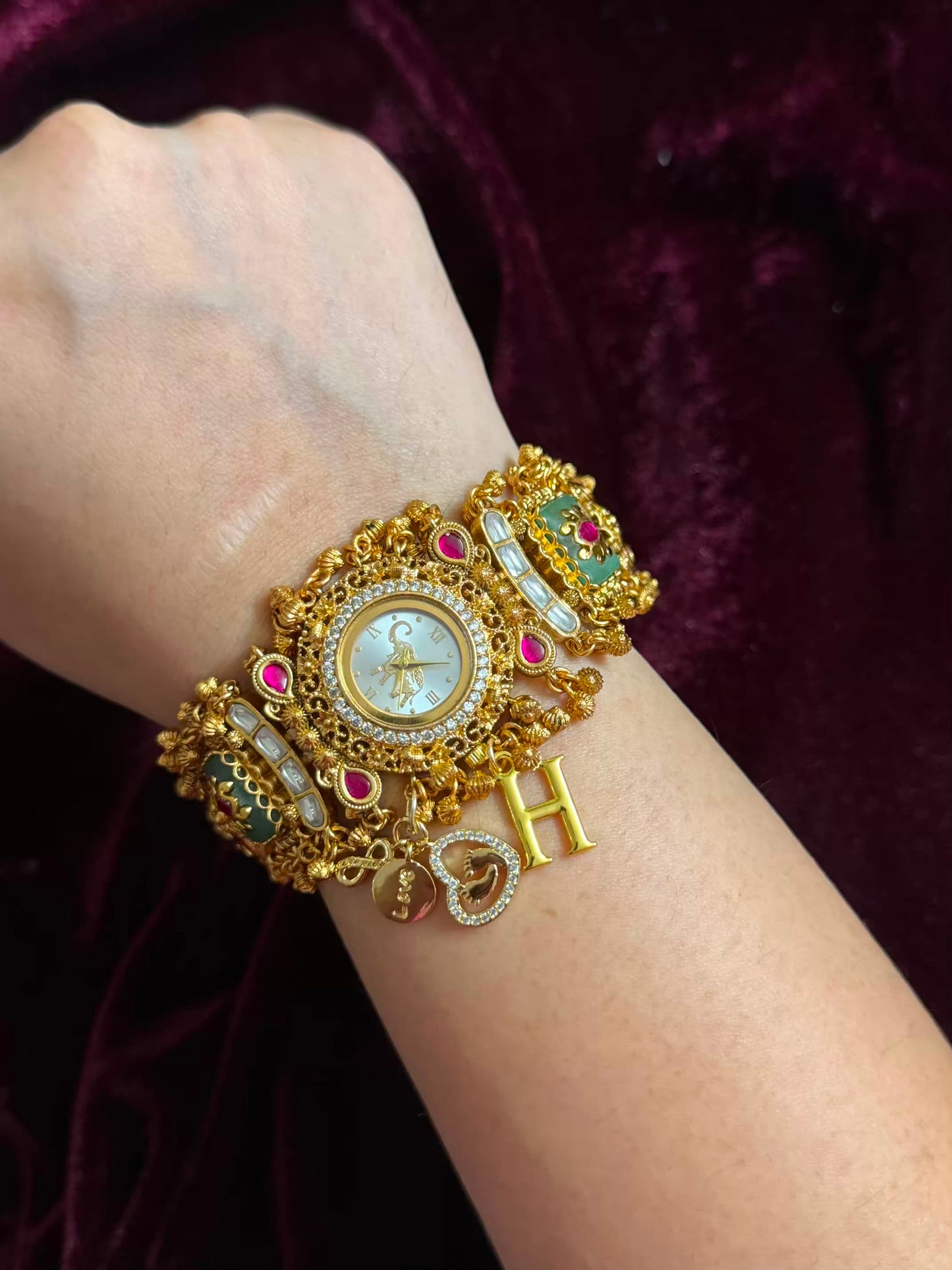Baby-footsteps Royal Heritage Elephant Charm Watch Rakhi in Premium Swarovski