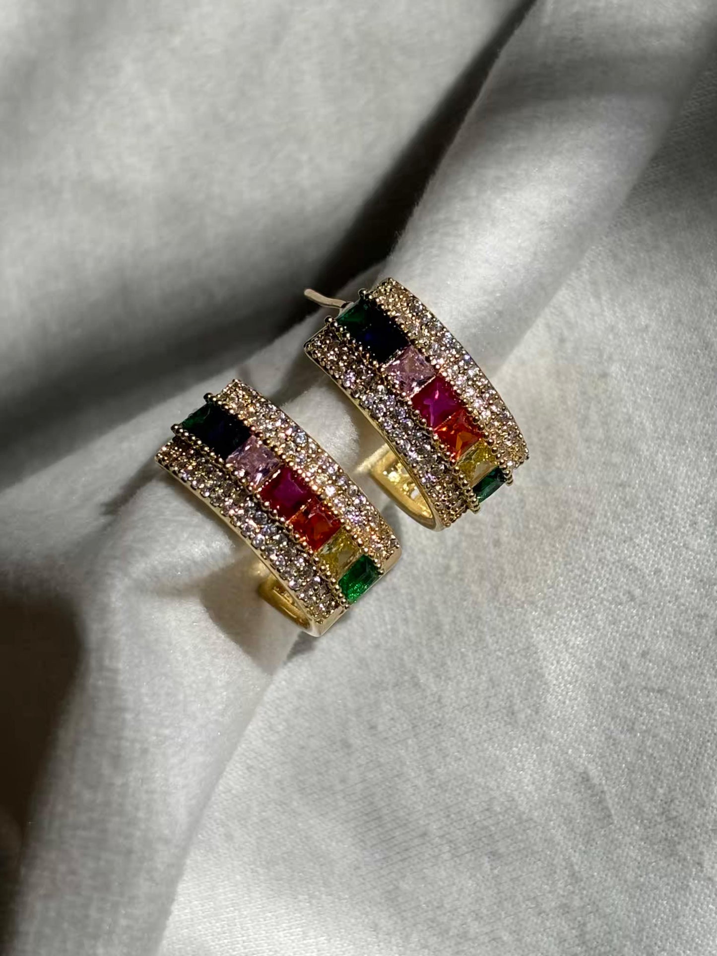 Color Studds Earrings 18K Gold Plated Premium Earrings