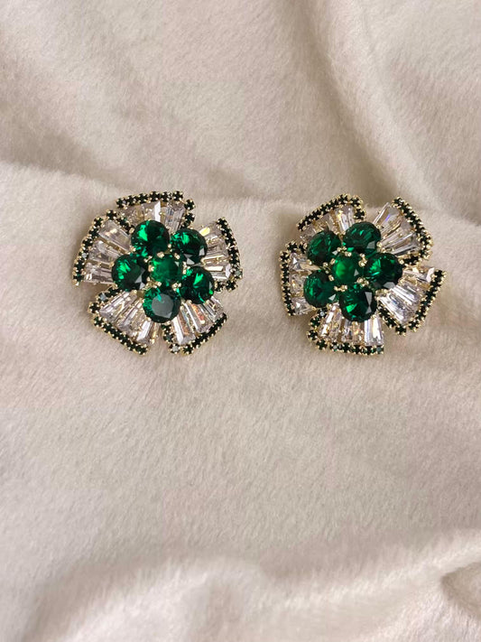Emerald Edge Earrings Silver Plated Premium Earrings