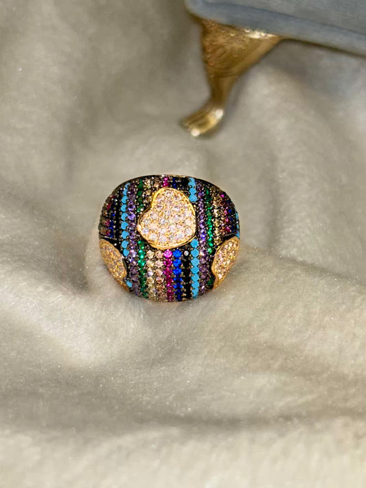 Pushtaini Color Stripes Premium Ring -18K Gold Plated