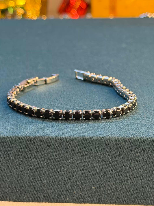 Noir Edge Silver Plated Tennis Bracelet