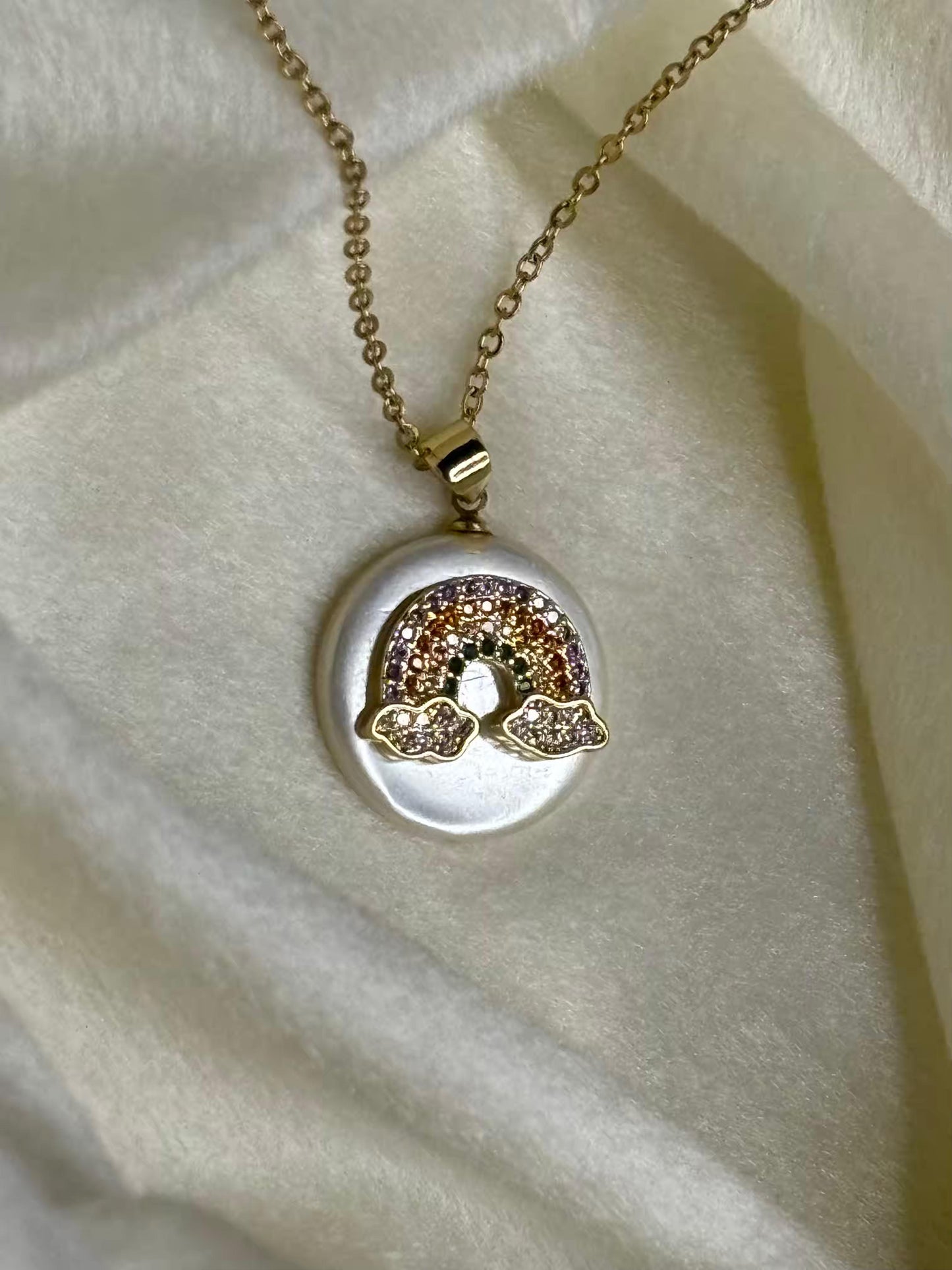 Silver Bubbly Rainbow Necklace 18K Gold Plated Premium Necklace