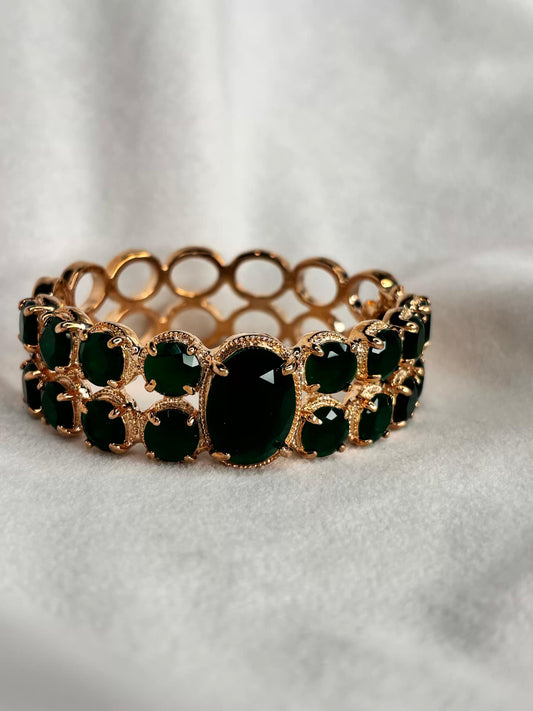 Green Studded Premium Kada Bangle 18K Gold Plated Bangle