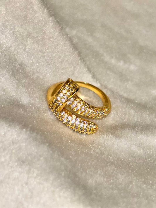 Heavy Studded Nail Ring 18K Gold Plated Premium Ring