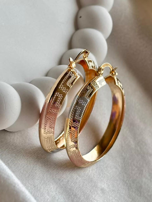 Dual Toned Maze Ear Hoops Earrings 18K Gold Plated Premium Earrings