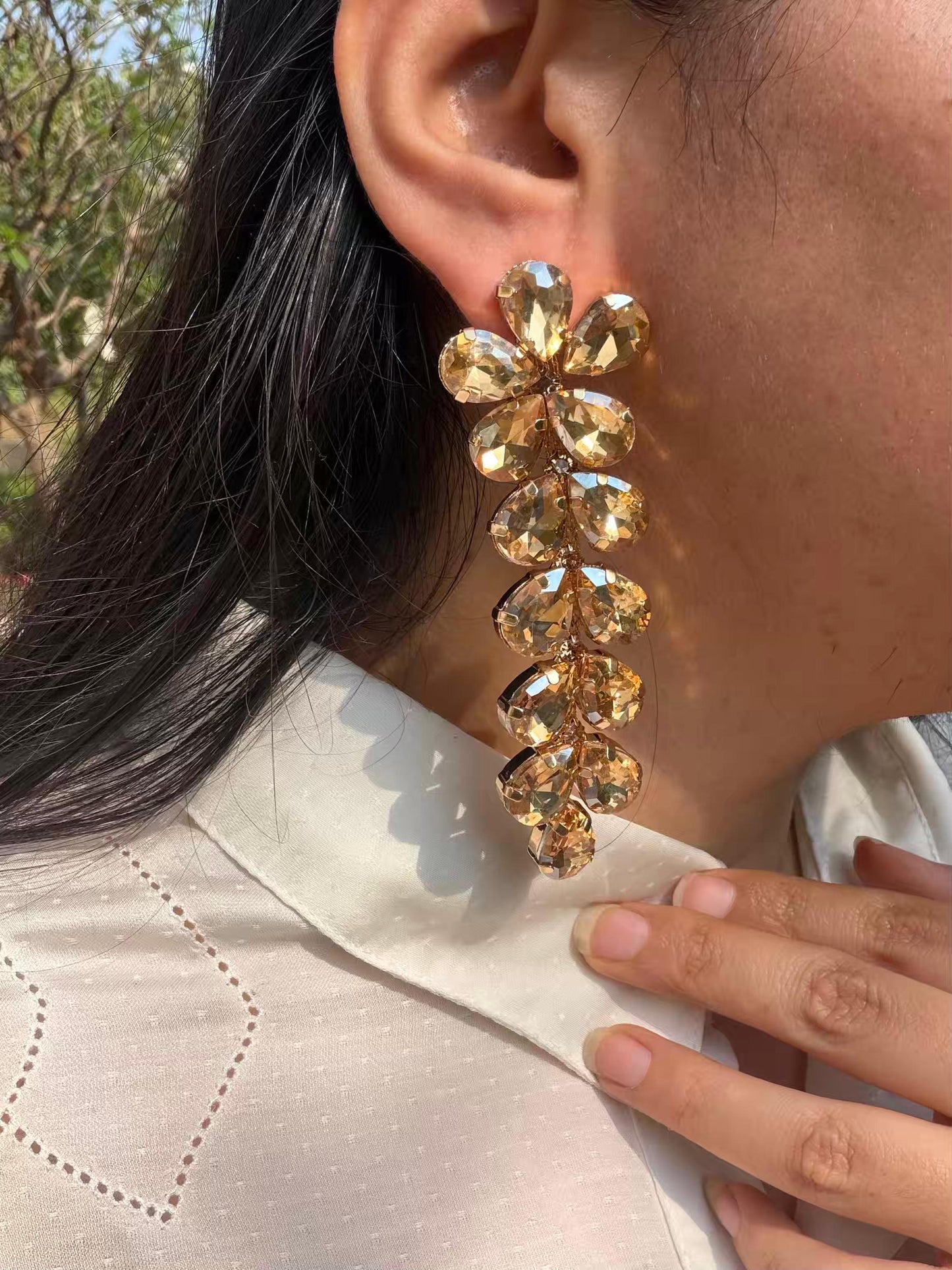 Flower shaped Golden Colour Gold Plated Earrings