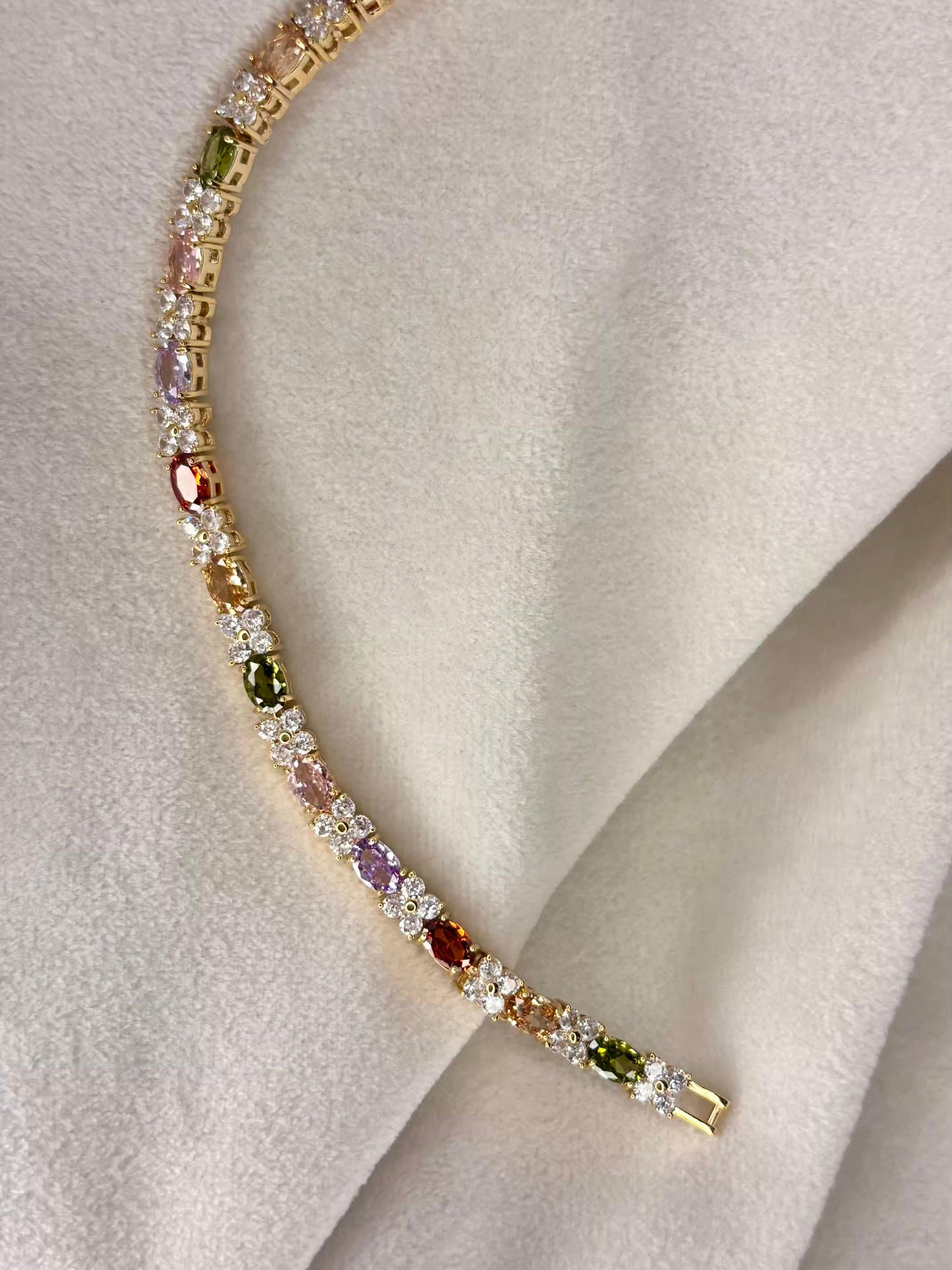 Princess Pastel Flora 18K Gold plated Tennis Bracelet