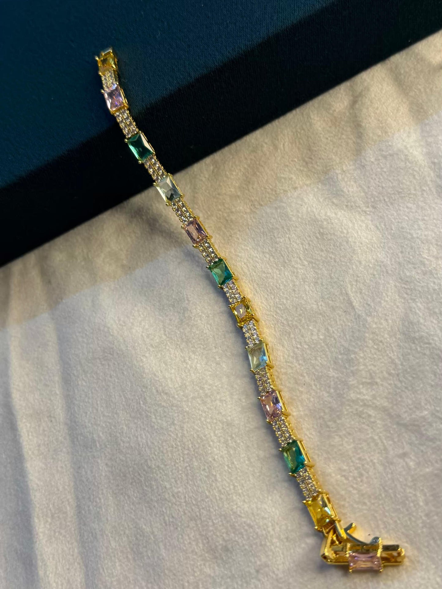 Pastel Radiance Gold Plated Tennis Bracelet