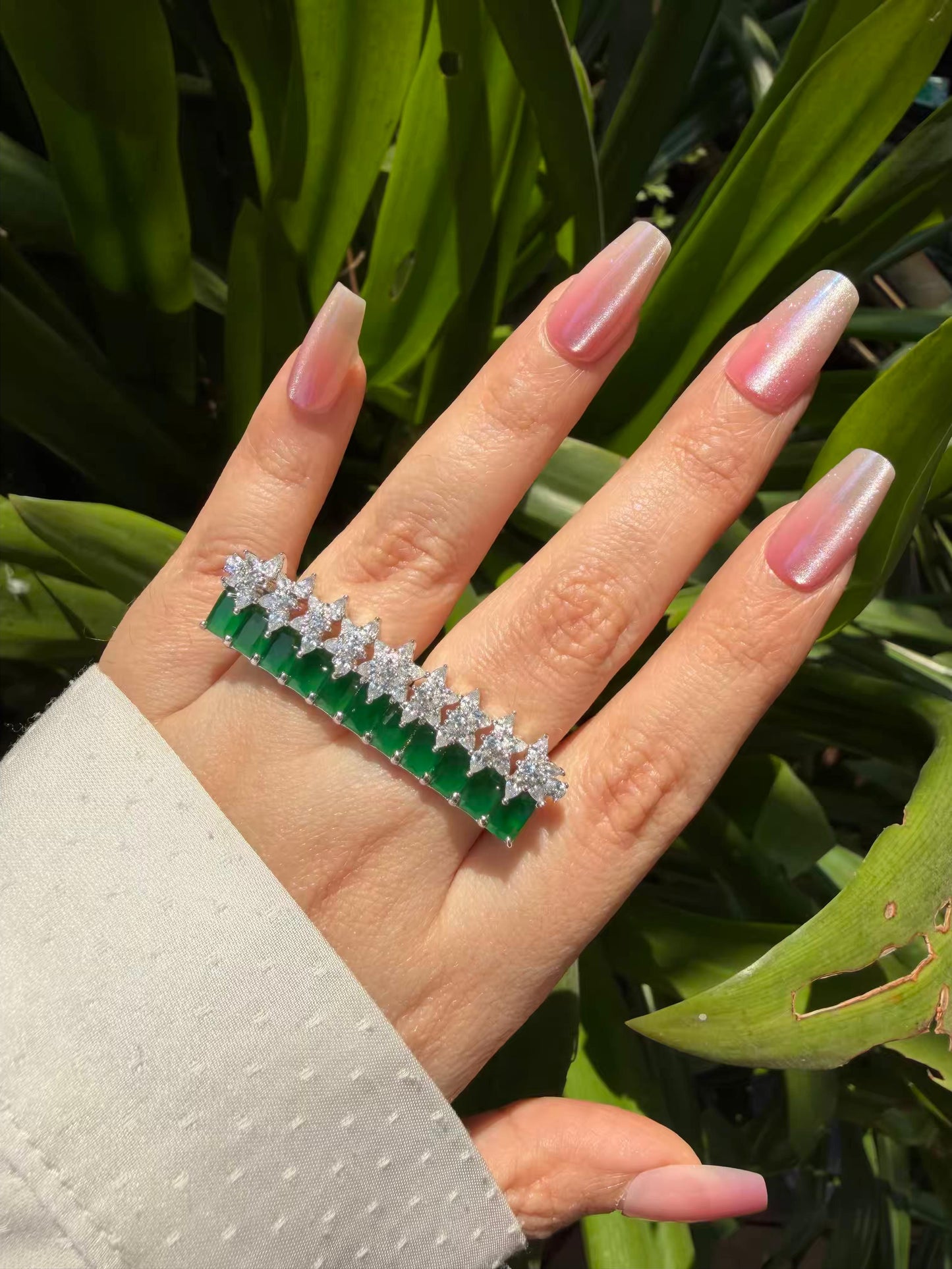 Green Star Diamonds Silver Plated Rings