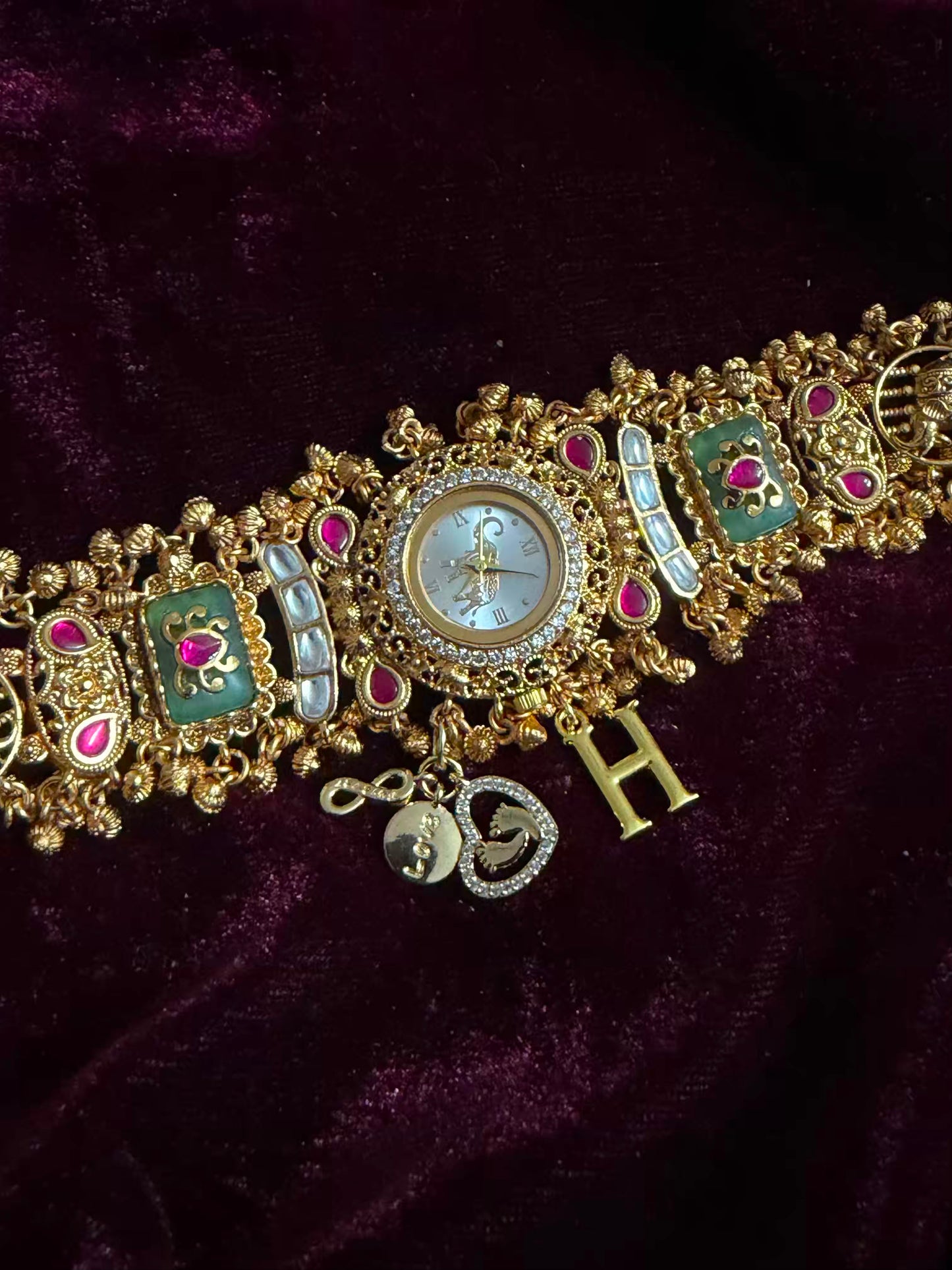 Baby-footsteps Royal Heritage Elephant Charm Watch Rakhi in Premium Swarovski