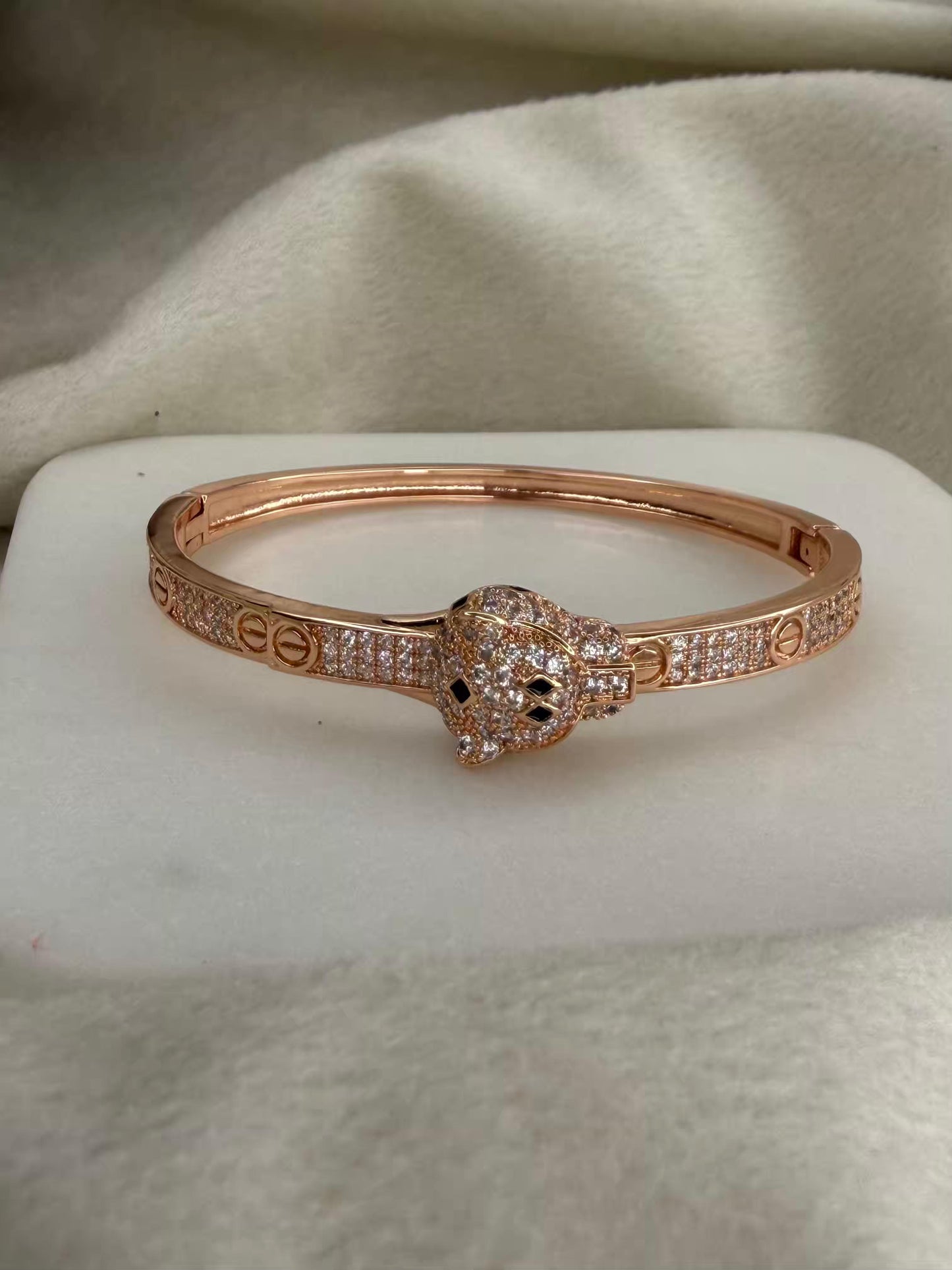 Rose Gold Panther Bangle/ Panther Kada Bangle