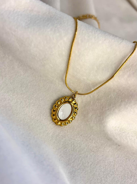 White Statement Necklace 18K Gold Plated Premium Necklace