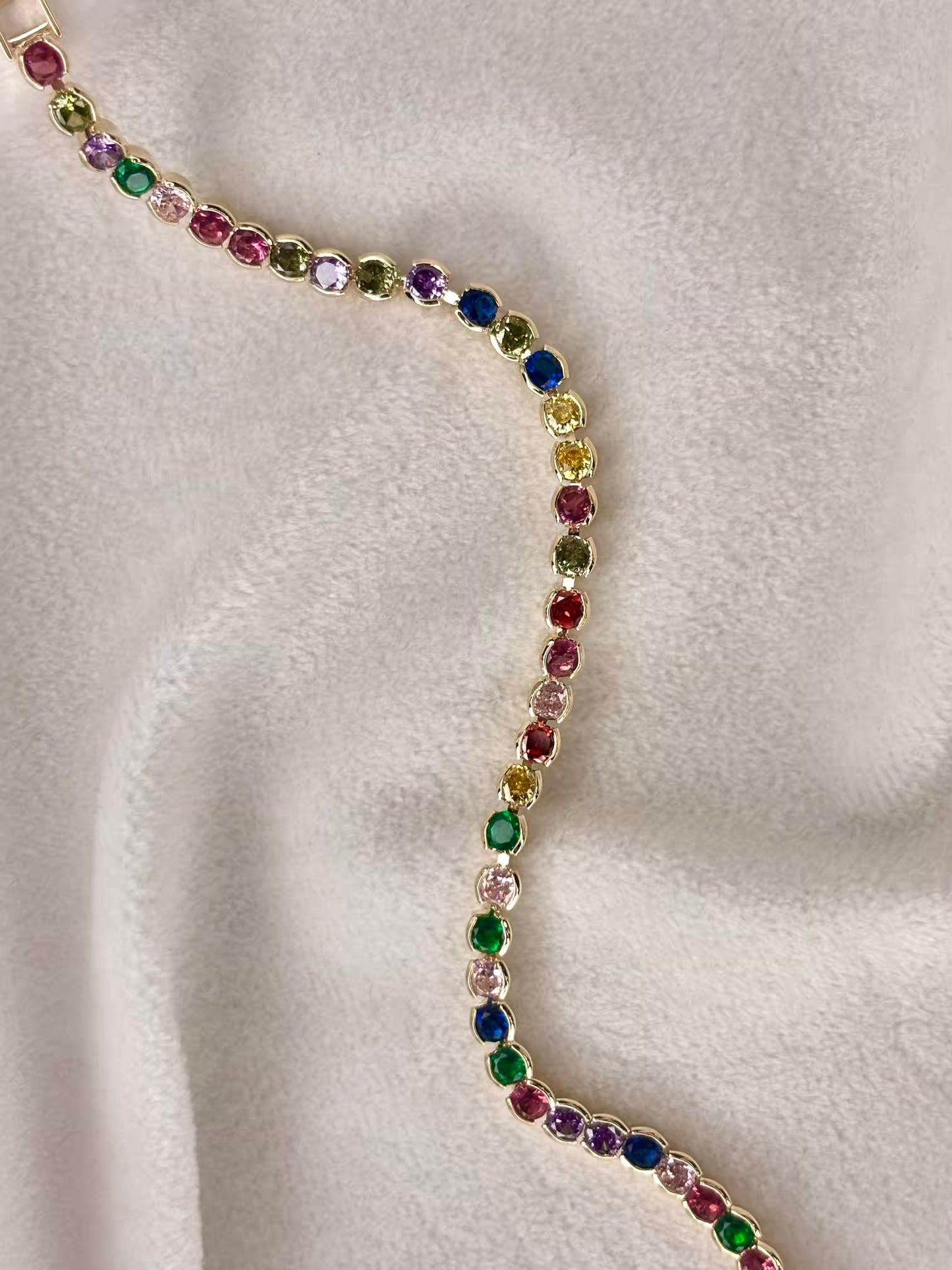Round Multicolour Bliss 18K Gold plated Tennis Bracelet