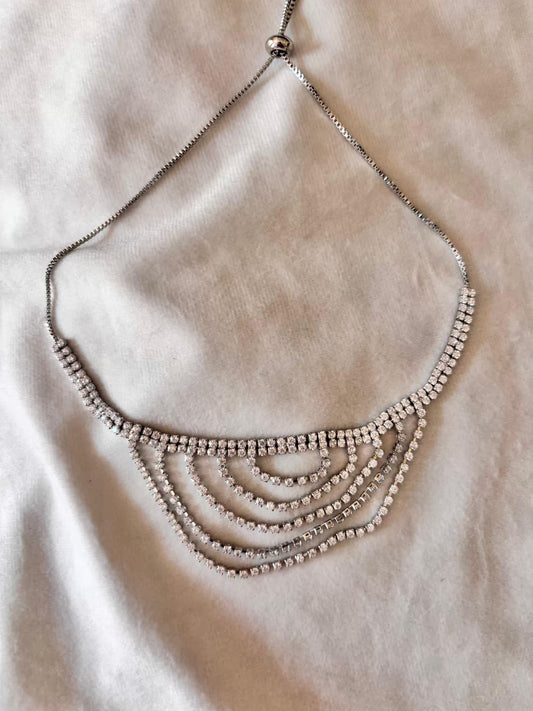 Choker Layered Tennis Necklace Silver Plated Premium Necklace