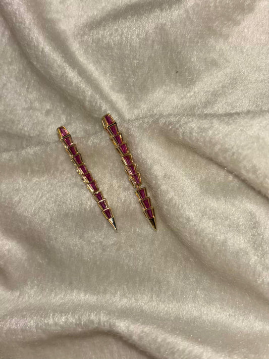 Ruby Centipede  SnakeEarrings 18K Gold Plated Premium Earrings