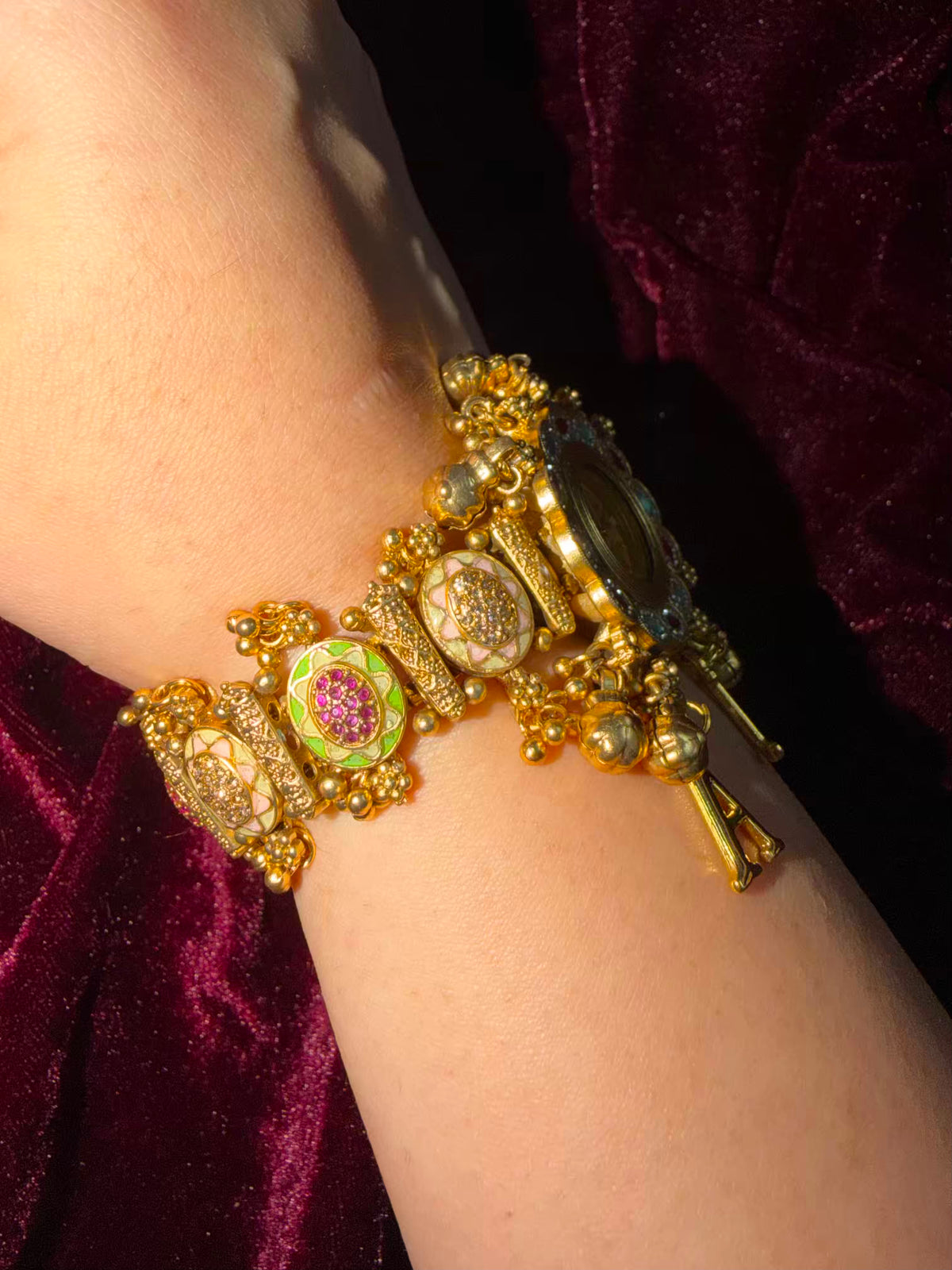 Ghungroo Pink Green Maharani Watch ( Customise Free Initial )( Random side strap colour)