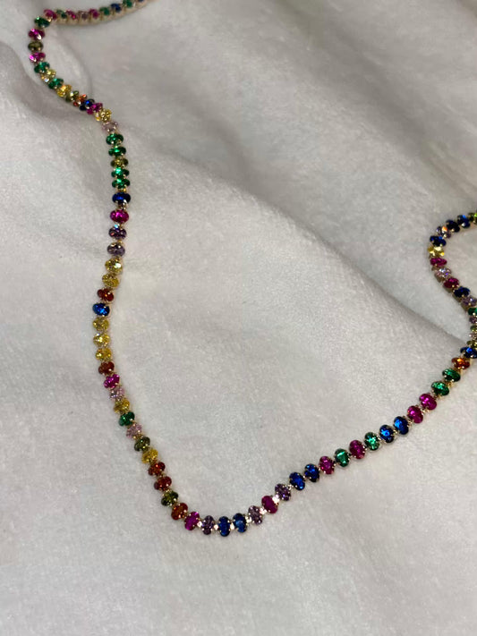 Color Spectrum Tennis Necklace 18K Gold Plated Premium Necklace