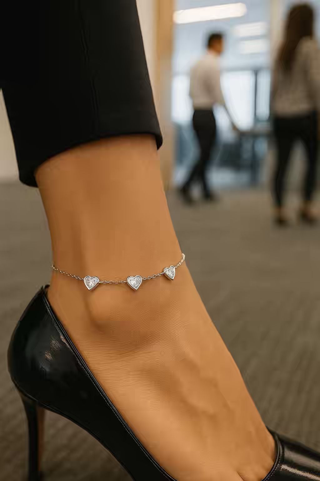 Minimal Silver studded Premium Anklet Payal with Silver hooks